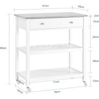 Mesa Auxiliar con Encimera de Acero Inoxidable y Estantes Abiertos, Carrito de Servicio para Cocina, Hogar o Exterior, Blanco, 81x90x45cm FKW47-II-W - details 3