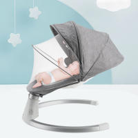 Mecedora eléctrica inteligente para bebé, cuna columpio para bebé, cama para dormir con música Bluetooth, color gris - details 7
