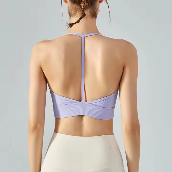 Top halter con espalda en T, chaleco, sujetador deportivo a prueba de golpes, almohadilla para el pecho, sujetador deportivo para yoga. - 1