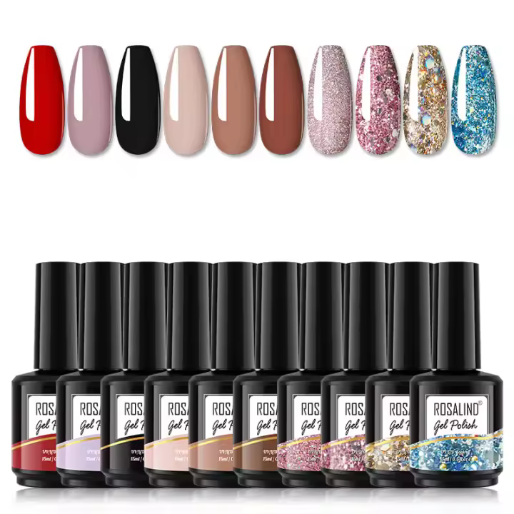 ROSALIND-Juego de Esmaltes de uñas de Gel, Esmaltes semipermanentes, accesorios para uñas, herramienta de imprimación, capa superior, capa Base, 15ml, Otoño e Invierno - 1