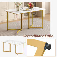 Mesa de comedor moderna blanca con aspecto de mármol y patas de mesa curvas, patas ajustables para comedor y cocina - details 3