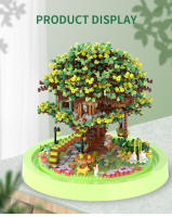 Seasonal Building Block Toy Flower with Dust Cover DIY Treehouse Model Bricks with Light Ornament Romantic Gift for Girlfriend - details 1