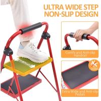 Escalera Plegable 4 Peldaños, Escalera de Tijera con Pedales Antideslizantes Anchos, Barandilla, Escalón Taburete de Acero Portátil Uso Hogar Cocina Oficina, Carga hasta 150 kg, Blanco - details 15