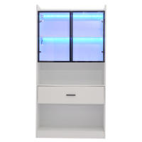 Gabinete de Almacenamiento con Luz Estante de Exhibición de Coleccionables con Puertas de Vidrio Emergentes 16 Colores Disponibles Ideal para Sala de Estar Blanco o Negro - details 5