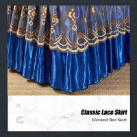 Funda de Cama de Encaje Clásico Royal Blue 2/3 Pcs Lavable con Banda Elástica - details 4