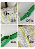 Bolso de mensajero de gran capacidad para estudiantes informales, nuevo bolso de hombro versátil a rayas de color en contraste para mujer, bolso de viaje personalizado tipo dumpling. - details 5