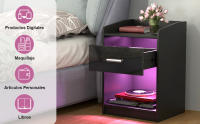 Rcynview  Mesa de Noche con Luz LED Madera, Suave, 16 Colores Ajustables, Enmontaje Requerido, Muebles y Organización - details 9