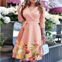 Vestido de cintura con tirantes y cuello en V a la moda para mujer, nuevo vestido de mujer de manga media con temperamento para ir al trabajo - details 5