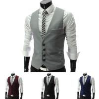 Chaleco de hombre, traje de un solo pecho, chaleco ajustado para hombre, chaleco informal sin mangas para hombre, chaleco Formal de negocios, talla asiática - details 5