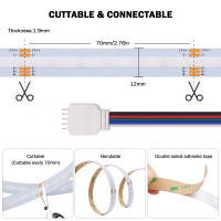 Tira de luces LED COB RGBW RGBWW, cinta Flexible de diodo de Color de ensueño, 24V, 12MM, 672LED/m, IP20, FOB, 10M, decoración de retroiluminación de TV - details 2