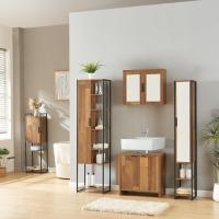 Mueble auxiliar de baño con 4 compartimentos, 2 cajones, armario midi con puerta, mueble bajo para dormitorio, aglomerado, tirador de metal. - details 8