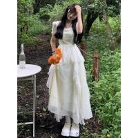 Vestido de princesa de playa, nuevo diseño ligero de verano para mujer, primer amor de estilo francés, suave vestido blanco a la luz de la luna - details 0