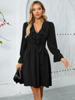 Midi Color sólido Nuevo en Dses para mujeres Elegantes y hermosas Características calientes Kpop Mujer Manga larga Ds con curvas Xxl - details 12