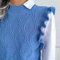 Suéter de punto sin mangas con volantes para mujer, chaleco informal, Otoño e Invierno - details 18