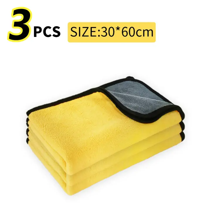 Toalla de microfibra para lavado de coche, paño de Secado y limpieza, cuidado de dobladillo, 30x30/60CM, 3/5/10 piezas - 1