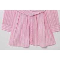 BUNO-novedad de verano coreano para mujer, estilo de moda, minivestido versátil de manga larga con cuello en V a rayas rosas - details 4