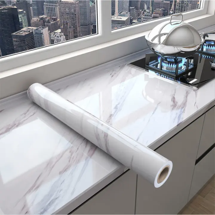 Pegatina de Pared de Mármol Vinílico Papel Tapiz Adhesivo Impermeable para Baño, Cocina, Armario - 1
