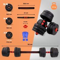 Mancuernas Ajustables 2-en-1 ExtenFit Peso de 2-20 kg Incluye Mancuernas y Barra de Extensión Acolchada Tuercas Antideslizantes Acero Resistente Gimnasio en Casa - details 1