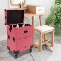 Estuche de Maquillaje Rodante Caja Organizadora de Cosméticos con Espejo Ideal para Artistas - details 3