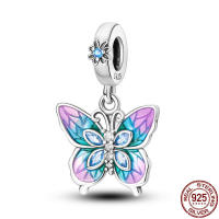 Encantos de Plata Esterlina S925 con Mariposa Flor y Corazón para Pulsera Original de 3mm Joyería Fina de Cumpleaños para Mujeres Material de Metal con Zirconia - details 12