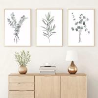 Carteles nórdicos de hojas verdes simples y modernas, pintura en lienzo minimalista, arte de pared, impresión Interior, decoración del hogar - details 1
