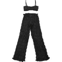 BUNO-Chándal de verano para mujer, Tops cortos deportivos informales sexis sin mangas + Leggings fruncidos de cintura alta, ropa de calle firme a juego - details 14