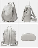 Mochilas de cuero suave para mujer, bolso de viaje impermeable, bolsos casuales para mujer, mochila antirrobo, estilo vintage, gran capacidad, color verde oscuro - details 21