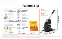 SucceBuy Máquina para hacer botones, kit de prensa para perforar insignias de varios tamaños de 1,25 + 2,25 pulgadas, fabricante de pines DIY para niños, con piezas de botones de 500 piezas, cortador de círculos y libro mágico - details 1
