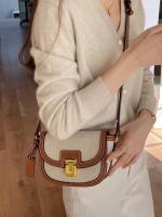 Nuevo Bolso bandolera de un hombro Retro de lona con Panel de contraste de estilo pequeño - details 1