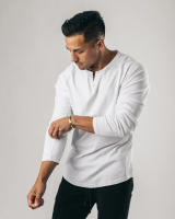 Camisetas deportivas para hombre, camiseta informal de algodón con cuello Henry - details 8