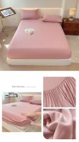 Bonenjoy-sábana ajustada de Color sólido para adultos y niños, ropa de cama elástica, agradable para la piel, funda de cama para el hogar, sin funda de almohada - details 4