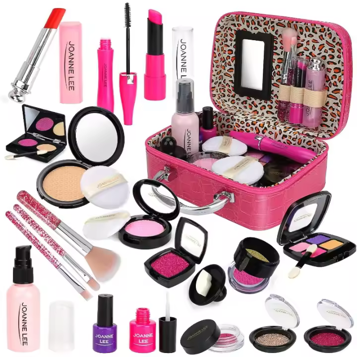 Kit de maquillaje para niños de 21 piezas para niñas, juego de juguetes de maquillaje con bolsa de cosméticos, seguro y no tóxico, para niños, juego de Halloween, Navidad, fiesta de cumpleaños, niñas de más de 3 años (no real) - 1