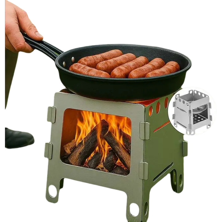 Estufa al aire libre portátil de acero inoxidable con alcohol para leña, equipo de camping, cocina, senderismo - 1