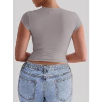 Ropa de yoga europea y americana, camiseta delgada elástica deportiva, ropa de mujer 2025, tops de verano, ropa para correr - details 4
