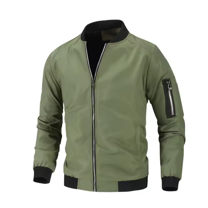 Chaqueta de piloto de moda casual para hombre Chaqueta de primavera verano Tejido de poliéster Cierre de cremallera - 1