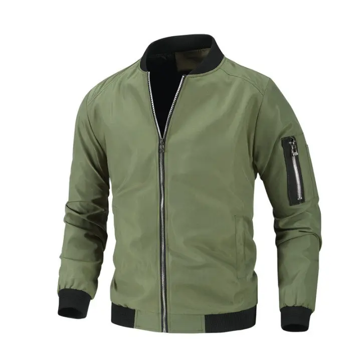 Chaqueta de piloto de moda casual para hombre Chaqueta de primavera verano Tejido de poliéster Cierre de cremallera - 1