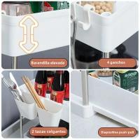 Organizador Colgante Para Baño y Cocina con Ganchos y Cestas Deslizantes Ecológicas - details 2