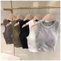 1/2 Unidades. Sujetador deportivo en la espalda para mujer, chaleco sin mangas, parte superior de tubo delgada, ropa interior con almohadillas para sujetador, camiseta interior, Top corto elástico coreano - details 2