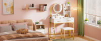 Rcynview Unidad de VANITY Moderna con Espejo, 3 Cajones, 3 Compartimentos Abiertos, Estilo de Mueble para Dormitorio o Escritorio - details 2