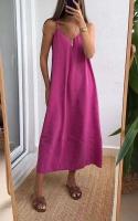 Vestido de Verano Haltéro de Moda Casual para Mujer Cuello en V, Largo, Sin Mangas, Marca Ouwu - details 2
