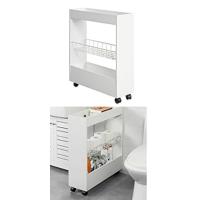 Carro Utilitario con 2 Estantes y 2 Bandejas Mueble Auxiliar de Ruedas para Baño, Cocina - details 7