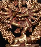 Como el Dios de la riqueza en Nepal, adorno de práctica de estatua de Buda de adoración antigua de cobre puro tántrico tibetano hecho a mano - details 6