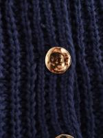 Chaleco de Punto sin Mangas de Moda Coreana para Mujer Cuello en V, Botón Azul, Bolsillos de Adelante, Rojo - details 22