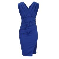 BUNO-Falda larga europea y americana transfronteriza de verano 2025, nuevo vestido de noche de cintura alta dividido sin mangas con cuello en V, ropa para mujer - details 1