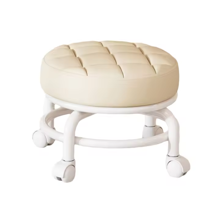 Taburete giratorio de 360 °, taburete pequeño para el hogar, sala de estar, garaje, color Beige - 1