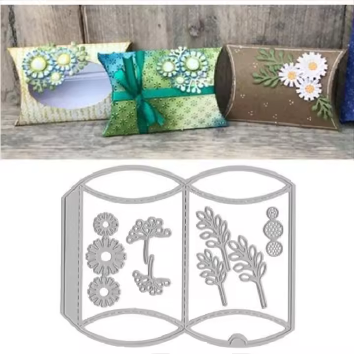 Caja de regalo de almohada 3D, troqueles de corte de Metal, álbum de recortes DIY, plantilla de troquelado artesanal, grabado decorativo de fotos, 1 unidad - 1