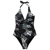 Circy Traje de Baño de Un Pie sin Espalda con Estampado de Leopardo Bikini de Encaje para Mujeres - details 4