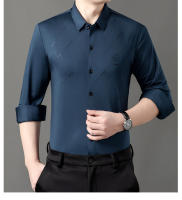 Transmisión en vivo de manga larga para hombre sin costuras para primavera, nueva camisa estampada informal y de negocios sin planchar, tendencia ligera - details 5