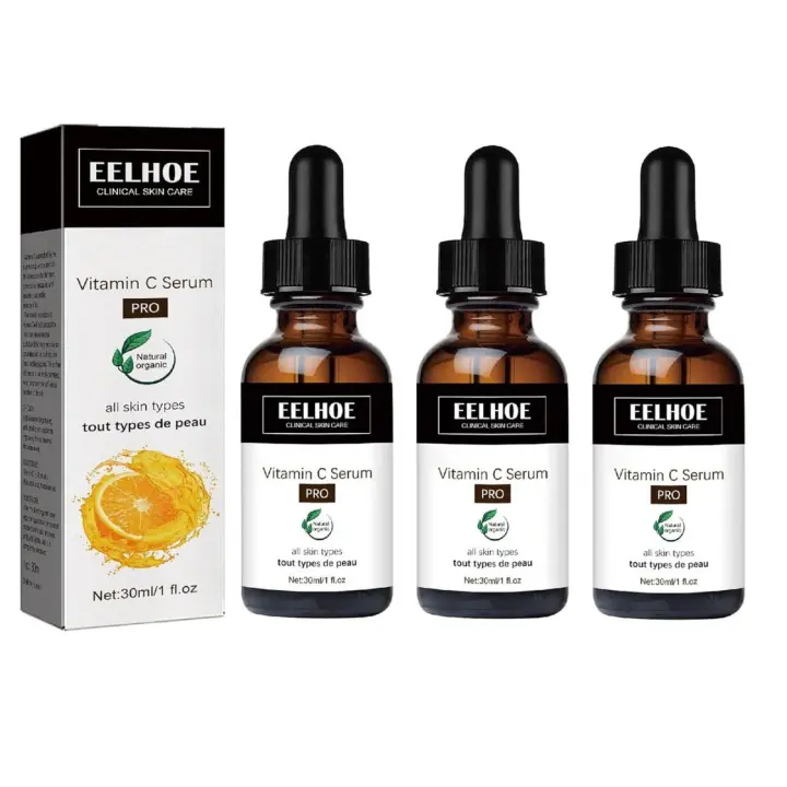 Suero de vitamina C EELHOE Eternity antienvejecimiento, suero para manchas oscuras, con suero facial de ácido hialurónico, 3 uds. - 1