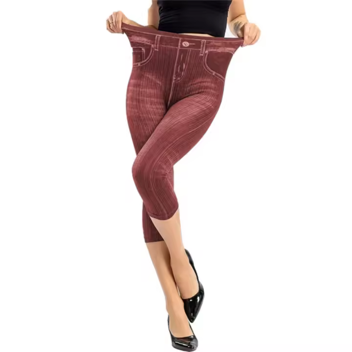 Pantalones vaqueros ajustados de cintura alta para mujer, pantalones capri hasta la rodilla de mezclilla, moda de verano - 1